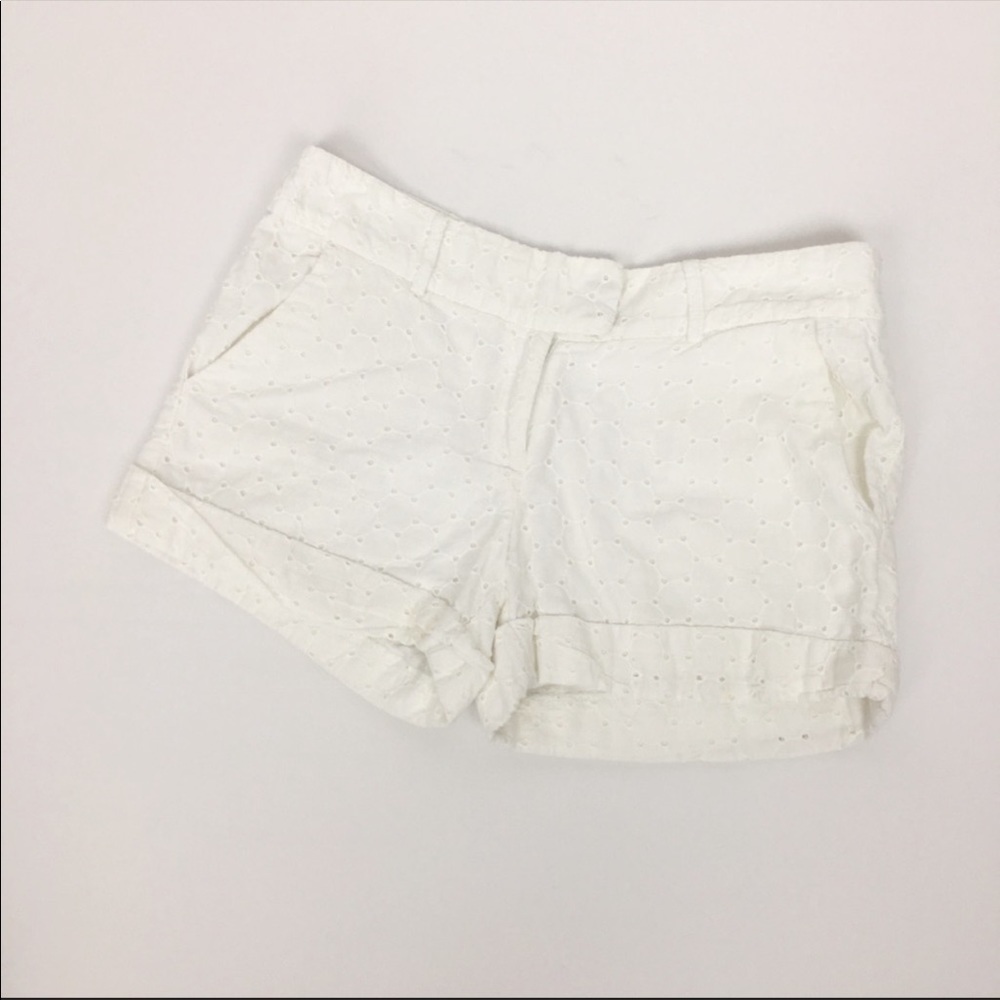 Bar III Short Size Small White Eyelet Cuffed Shorts Summer Cotton - Picture 8 of 8